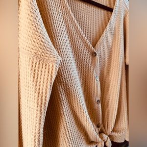 American Eagle Waffle Tie Crop Top | Medium